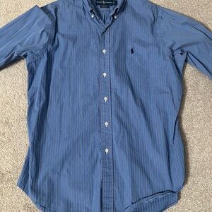 Ralph Lauren Men's Navy Striped Button-Down Shirt
